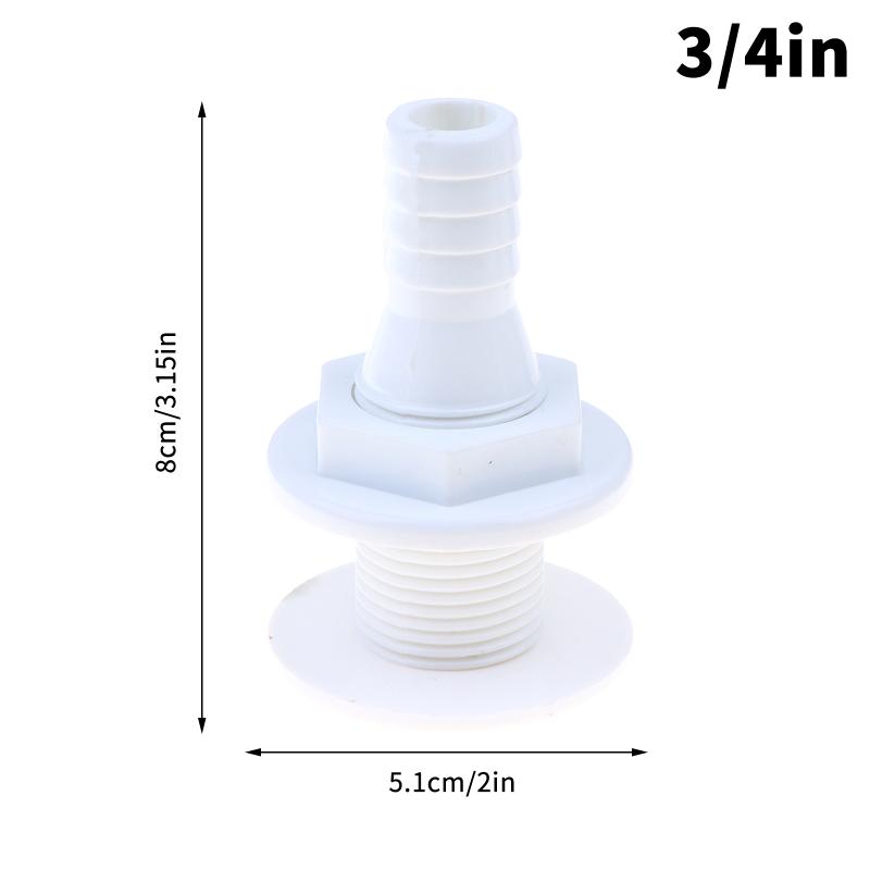 Marine Boat Abs Plastic Thru Hull Fitting Connector For 5/8, 3/4,1,1‑1/8 In Hose Boat Drain Outlet Bilge Pump Plumbing Fittings