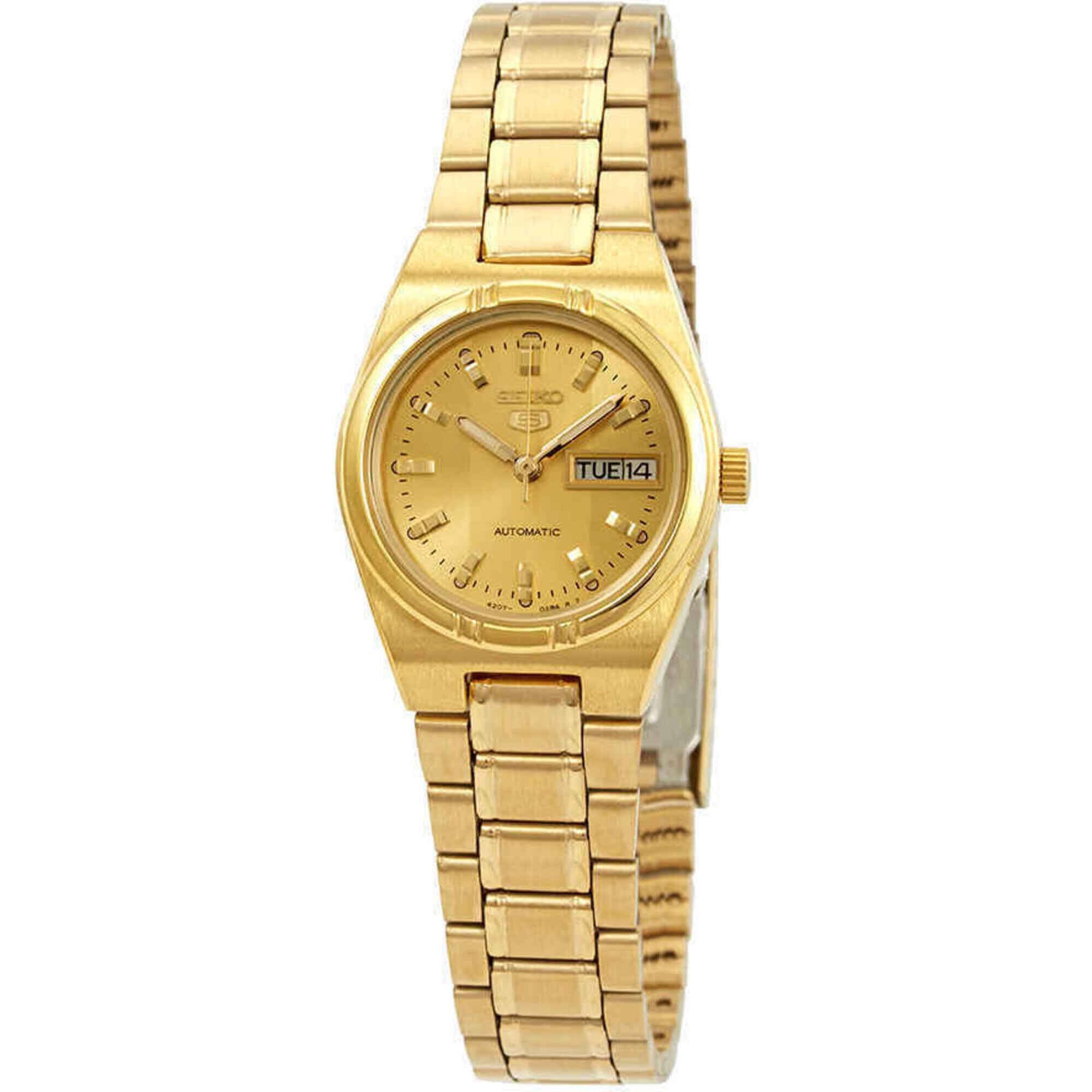 

Seiko SYM600 Women s Seiko 5 Automatic Gold Tone Stainless Steel Gold Dial Watch