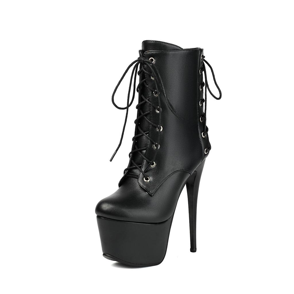 Sexy Women's Heels Boots Platform Stiletto Nightclub Shoes Belt Buckles Decor Ankle Boots Gold Silver Patent Leather Footwear