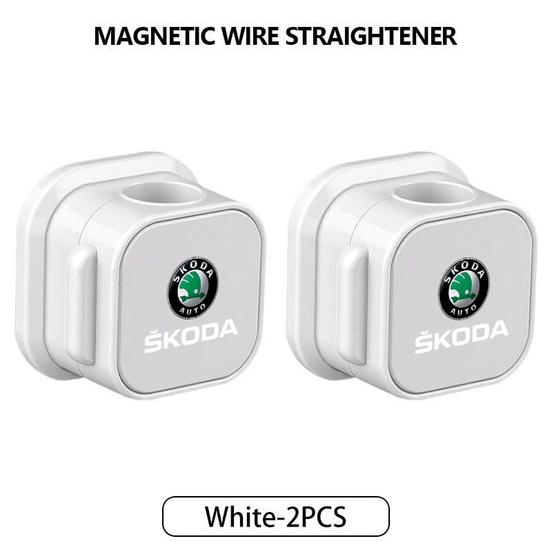 Lhwqr2 For Skoda Magnetic Protector Cable Clip Organizer USB Charger Cable Holder Cable Management Kodiaq Fabia Kamiq Karoq Octavia 2 3
