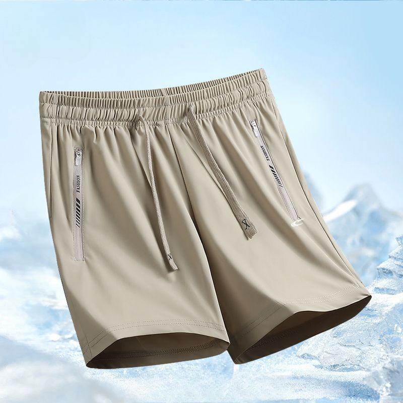 

Летние женские спортивные шорты из ледяного шелка, дышащие, свободного кроя, модные, повседневные, трехдюймовые шорты, стройнящий наряд XXXL хаки