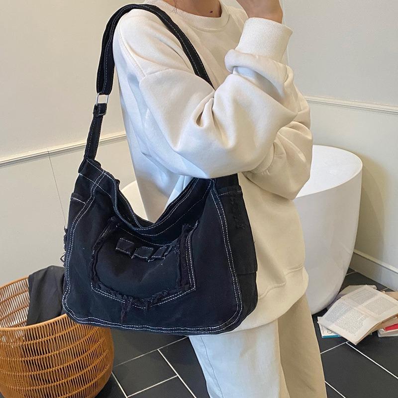 Summer High-value Denim New Fashion Casual Literary Lazy Style Popular Shoulder Messenger Bag Women's Bag