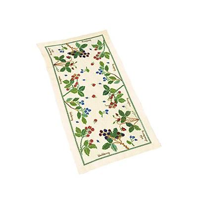 Olympus Thread Cross Stitch Embroidery Kit, Tablecloth & Table Center, Berry & Berry Beige, 1181