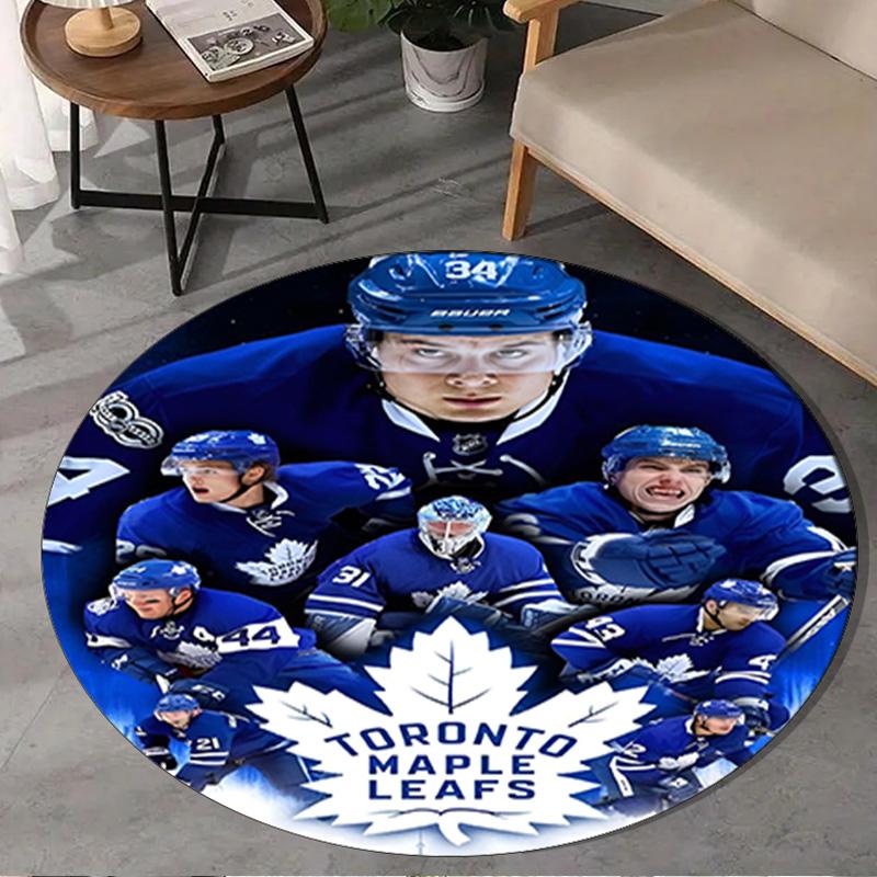 1PC Toronto Leafs Hockey Round Rug, Non-slip Chair Mat, Home Decor, Circle Carpet Perfect for Office, Bedroom, Living Room,Christmas gift