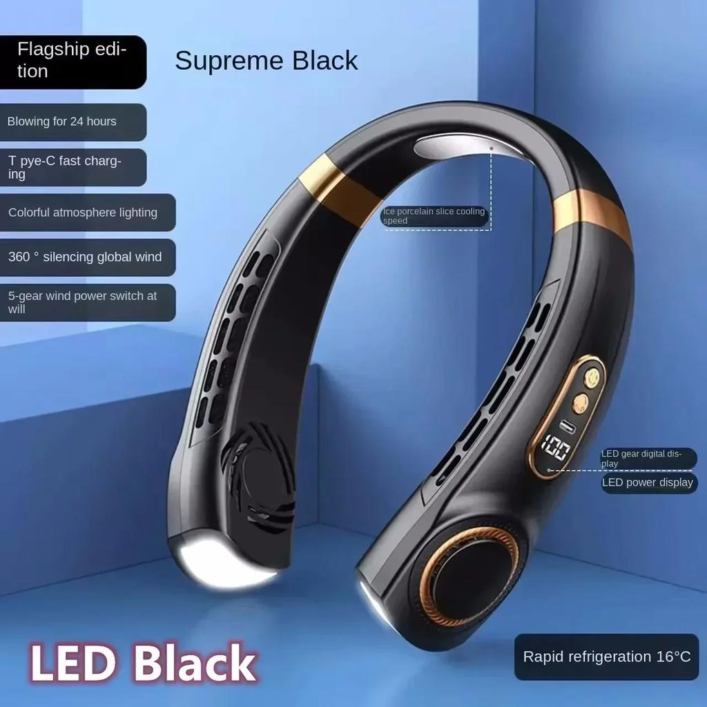 8000mAh USB Hanging Neck Fan Portable Bladeless Mini Rechargeable Mute LED Digital Display Electric Fans Air Cooler New Neck fan