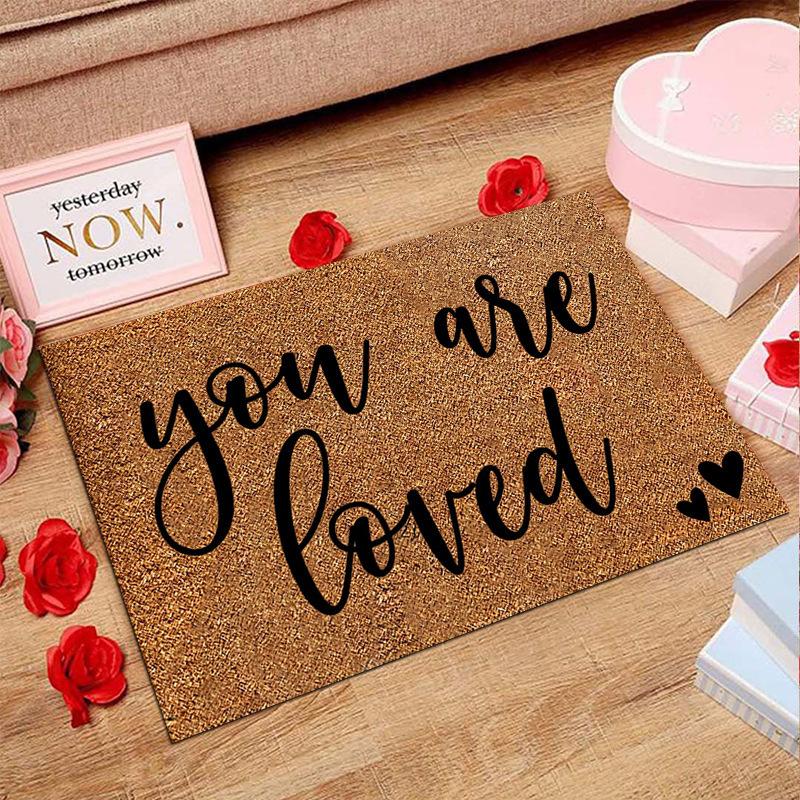 American Valentine's Day Series Crystal Velvet Carpet Love Door Mat Festive Holiday Home Decoration Mat Gift Wedding Mat