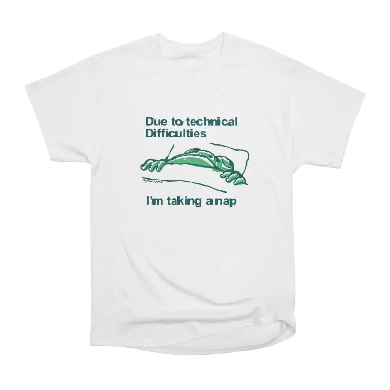 

Men Casual Shirts Short Sleeves DUE TO TECHNICAL DIFFICULTIES White Tees Oversized T-shirts S белый