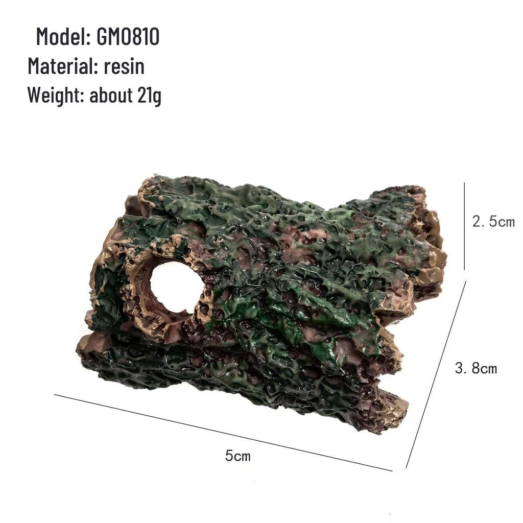 Ornament Mikrokrajobraz z Kory i Mchu: Żywiczna Dekoracja do Akwarium i Kryjówka dla Krewetek Rękodzieło, Idealna również do Domku dla Chomika.