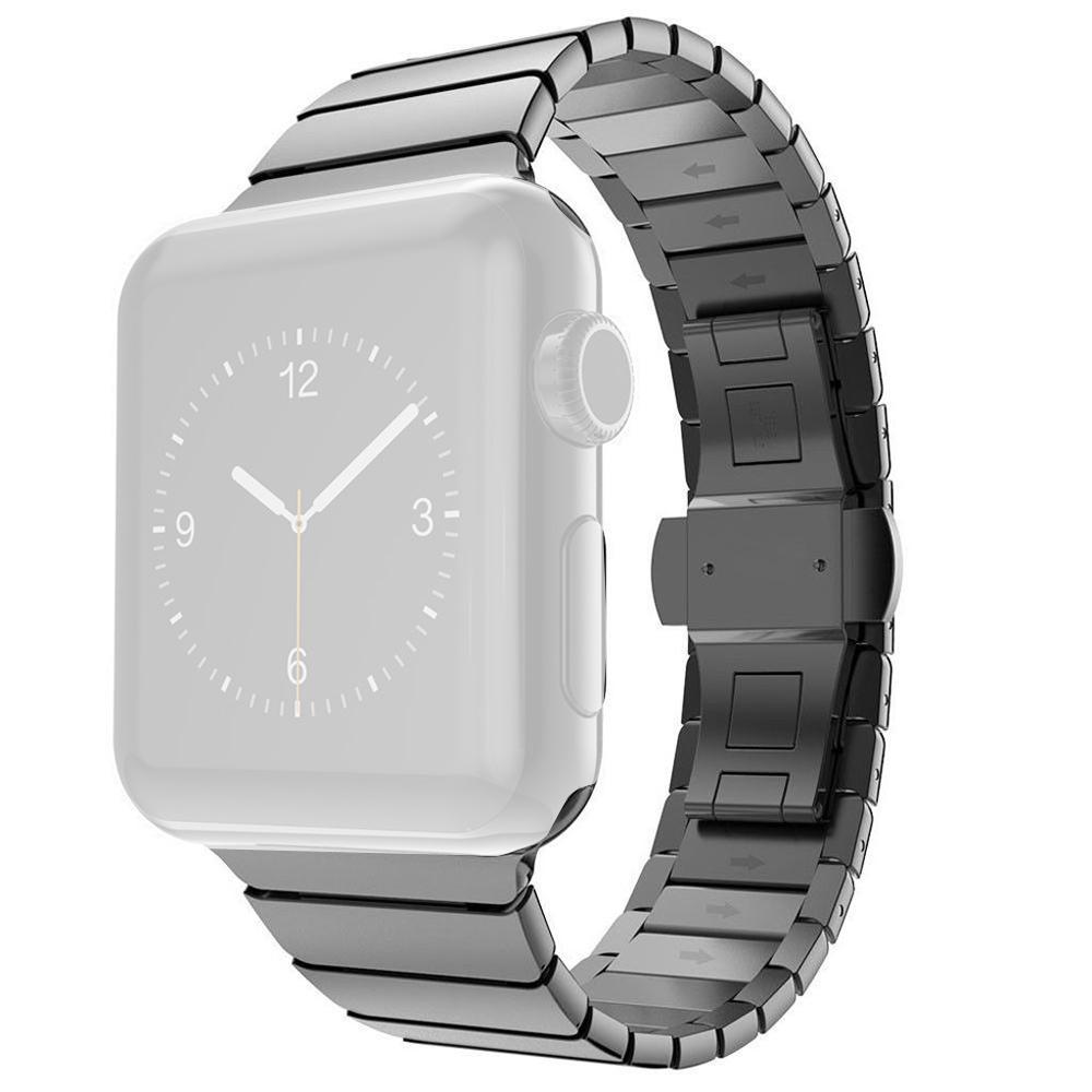 Stainless Steel Link Chain Watch Band with Butterfly Buckle for Apple Watch Series 10 42mm/9 8 7 41mm/SE (2023) SE (2022) SE 6 5 4 40mm/3 2 1 38mm