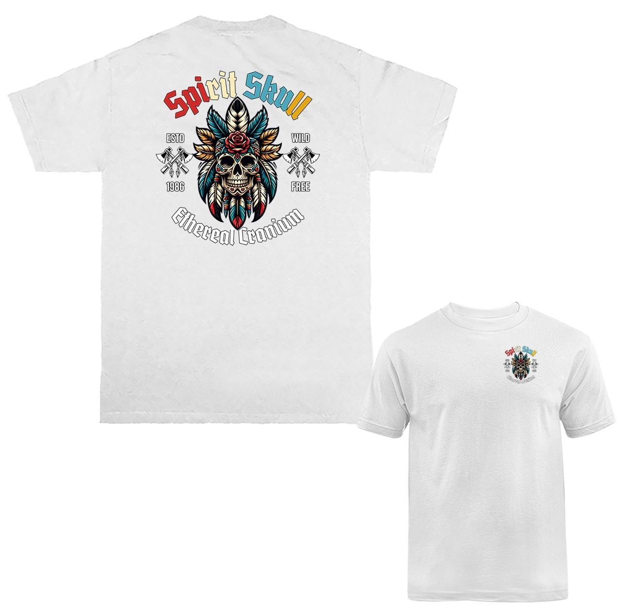 Spirit Skull Honor in Feathers Native American Headdress T-shirt S