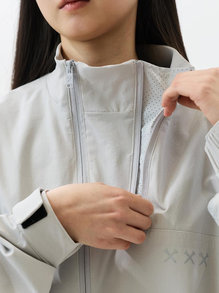 Jamie West Nylon Detachable Double-Zip Windbreaker (Grey)