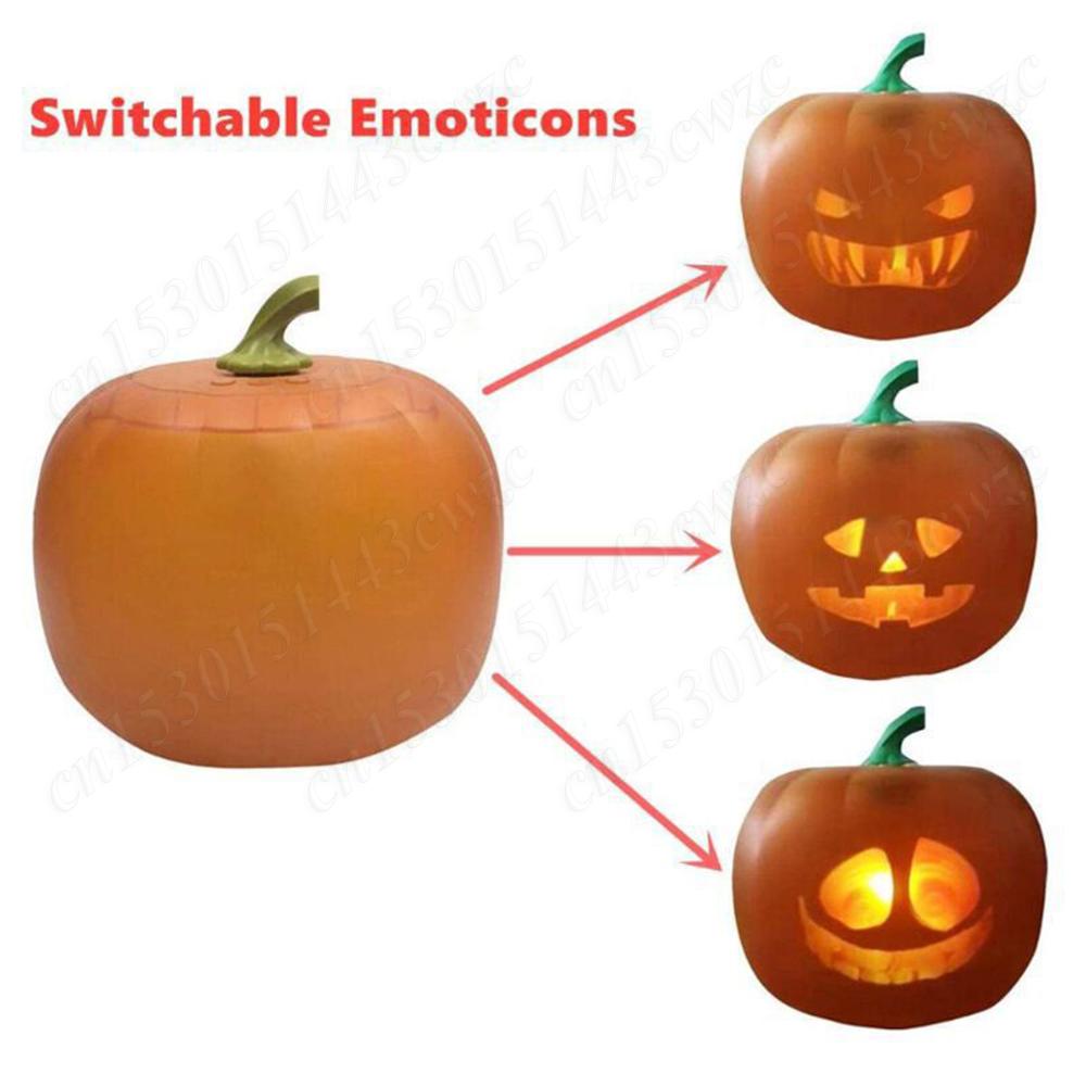 Lanterna Zucca di Halloween Parlante & Cantante Edizione Jack Espressione Divertente Lampade Zucca Proiettore Integrato Decorazione Halloween Fai da Te