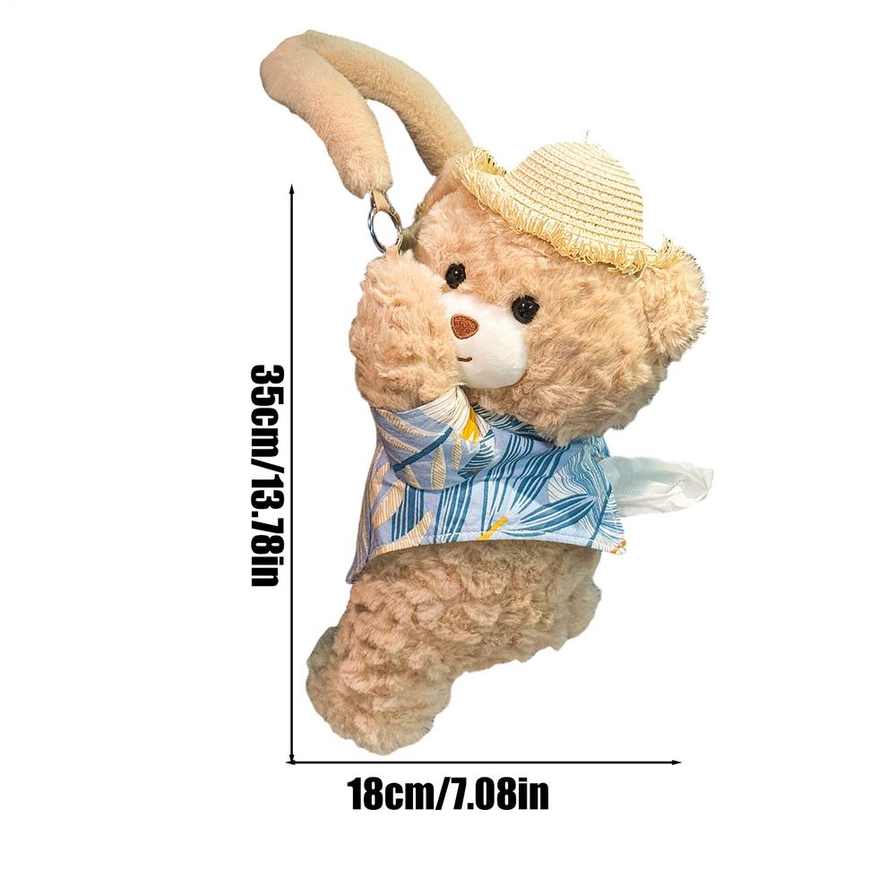 Car Tissue Box Holder Plush Bear Automotive Napkin Organizer Stuffed Tissue Holder For SUVs RVs Sedans Trucks Drivers Car Owners