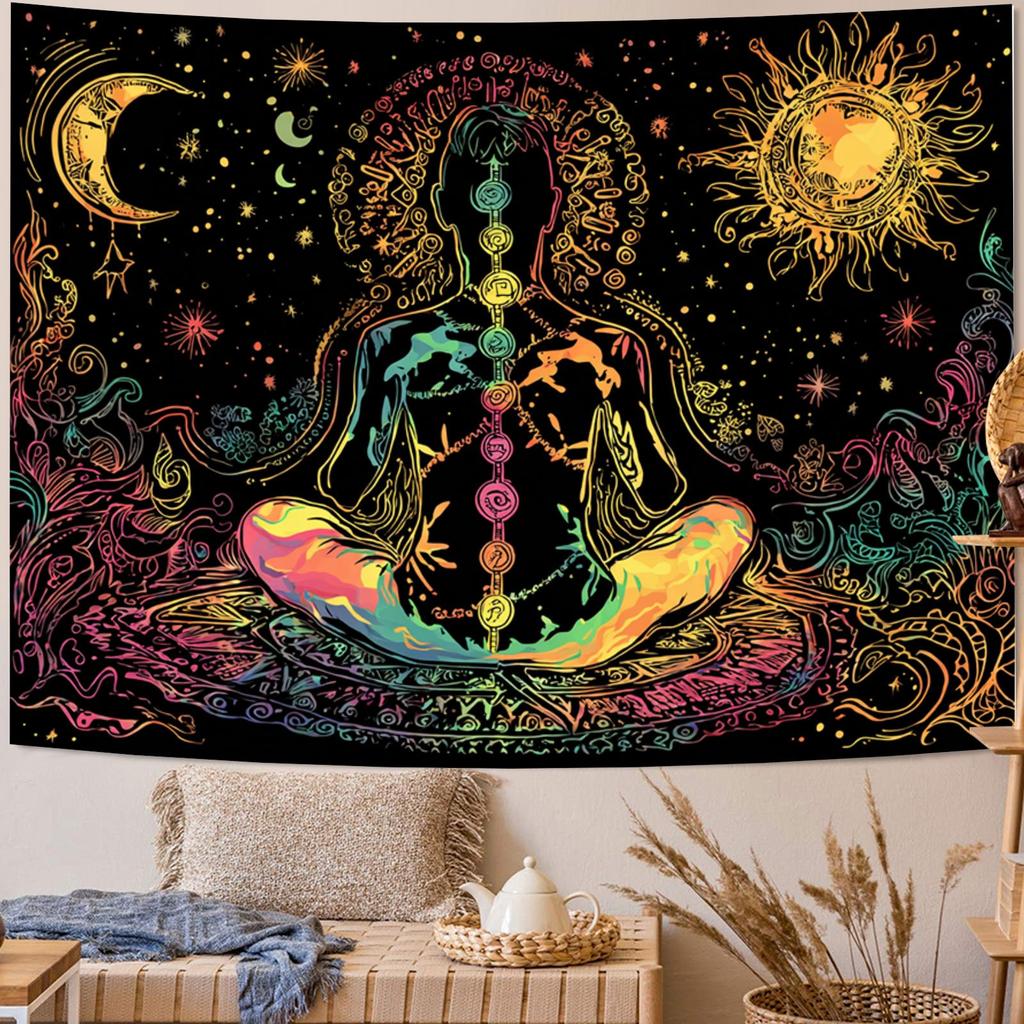 Meditation the Universe Digital Printing Polyester Wall Hanging Tapestry Decorative Living Room Bedrooms Office Background Gift