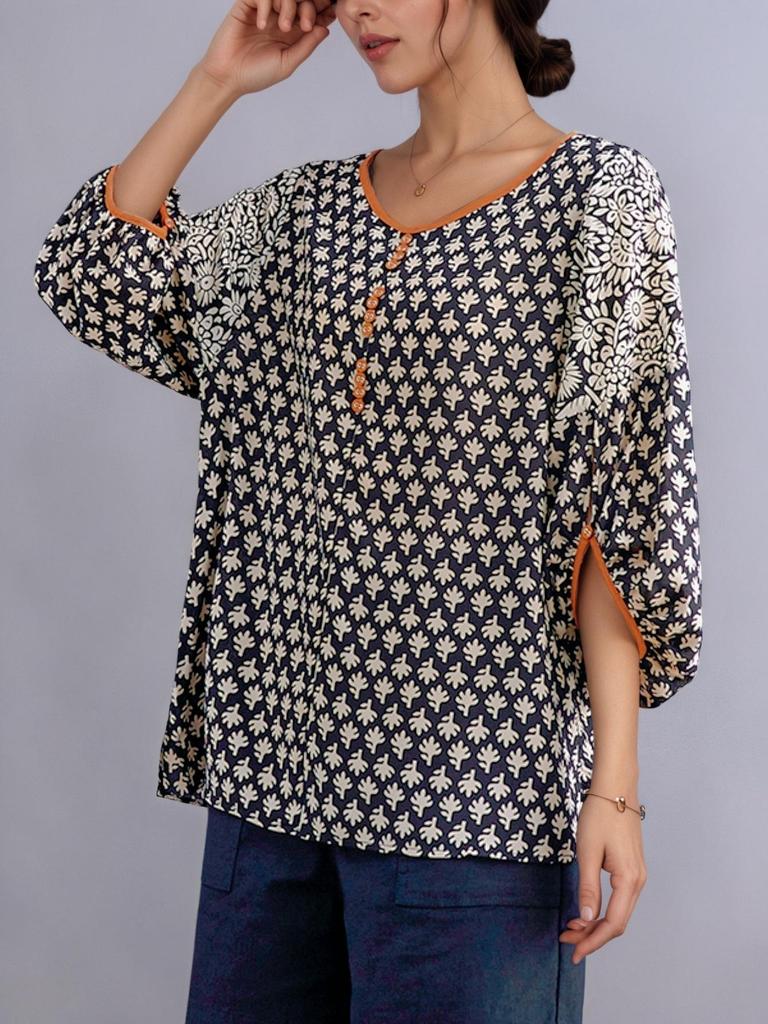 2026 Women's Batwing Sleeve Chiffon Top: Slimming, Belly-Hiding Spring/Autumn Shirt