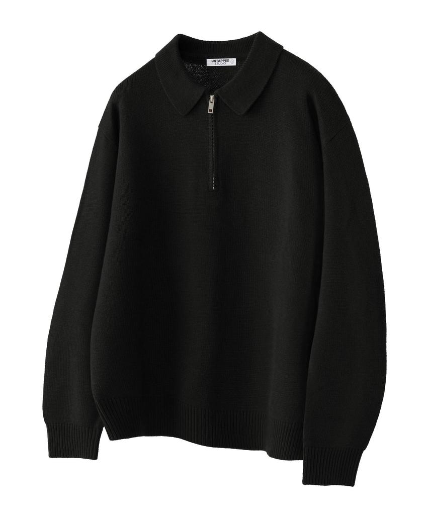UNTAPPED STUDIO [2Pack] Oversized Half-Zip Collar Hacci Knit 5 Colors
