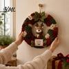 Christmas Poke Art Wreath DIY Kit, 3D Fabric Santa Snowman Elk Xmas Tree Set, Holiday Front Door Decor Crafts