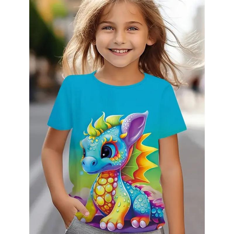 Χαριτωμένο Μοντέρνο Casual Ευέλικτο Υψηλής ποιότητας Μπλουζάκι κοντομάνικο με ζωικό μοτίβο Παιδικό Γυναικείο