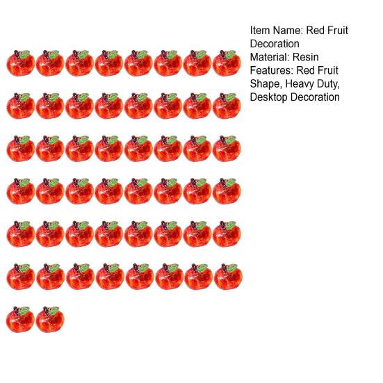 50Pcs Mini Simulation Red Fruit Decoration Miniature Fruit Resin Figurine Statue Ornament DIY Crafts Nail Art Charm Dollhouse Accessories