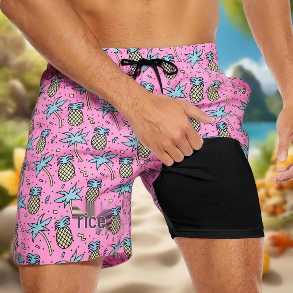 2025 Anti-Embarrassment Men's Double-Layer Beach and Sports Shorts