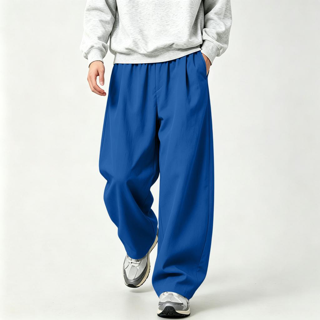 Men's Retro Wide Leg Pants with Loose Straight Fit