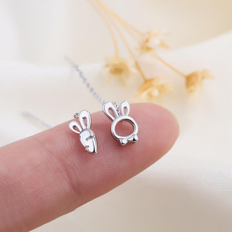Sweet Asymmetric Rabbit And Carrot Threader Earrings For Women Unique Design Dangle Drop Ear Jewelry Fashion Accessories