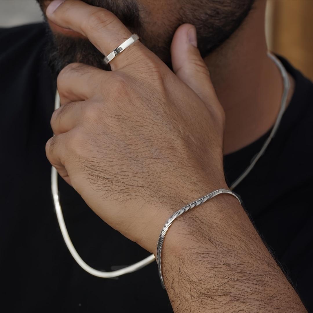 

JG 3-х элементное ожерелье из нержавеющей стали с покрытием в виде змеи, браслет и кольцо, подходит для мужчин - модный комплект украшений в повседневном стиле