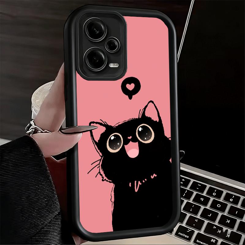 Phone Case for Xiaomi Redmi Note 15 14 13 Pro Plus Black Cat Cartoon Cute Shell 12S 11 11S 11T 5G 14S Soft Silicone Funda
