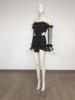 Plush Sequin Off-Shoulder Sexy Set: Long-Sleeve Top & Hip-Hugging Mini Skirt