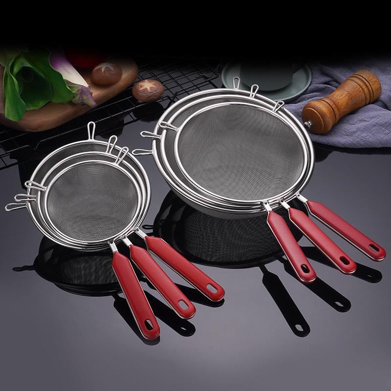 304 Stainless Steel Ladle & Skimmer with Wooden Handle, Double Ear Design for Kitchen Straining