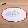 Dining Table Placemat Scalloped Round Linen Machine Washable Heat Farmhouse Insulation Mat for Protection Decoration Elegant