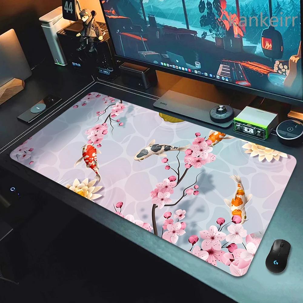 Gaming Mouse Pads Koi Taichi Neutral Table Mats Computer Mousepad Company Big Deskmat 90x40 Large Gamer Mousepads Fish Mouse Mat