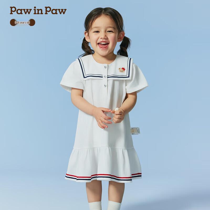 PawinPaw Ice Oxygen Cool Cartoon Bear Girls  Navy Style T-Shirt Dress 100