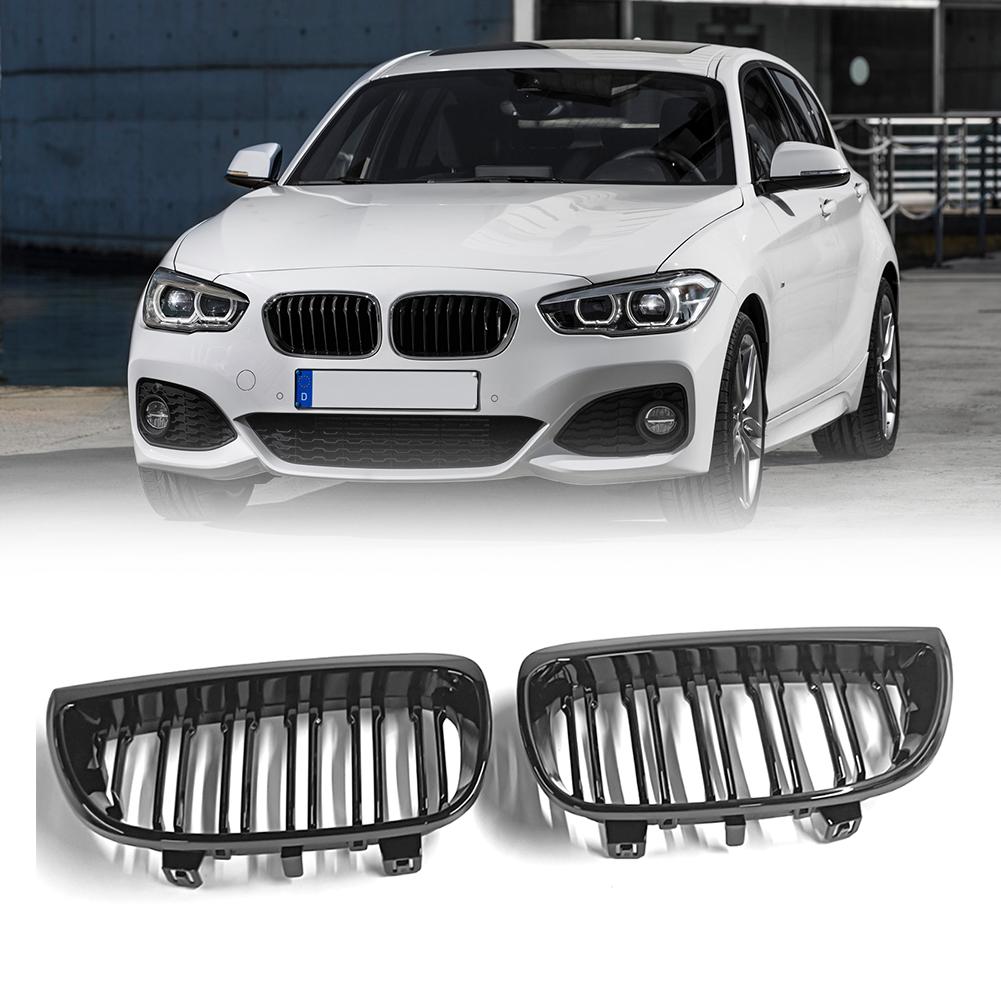 2Pcs Front Bumper Grille 51137077129 51137077130 Bright Black for BMW E81 E87 1-Series 2004-2007 Car Front Bumper Grille Grill