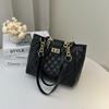 Straw bag women's new fashion lock woven shoulder bag summer popular tote bag one