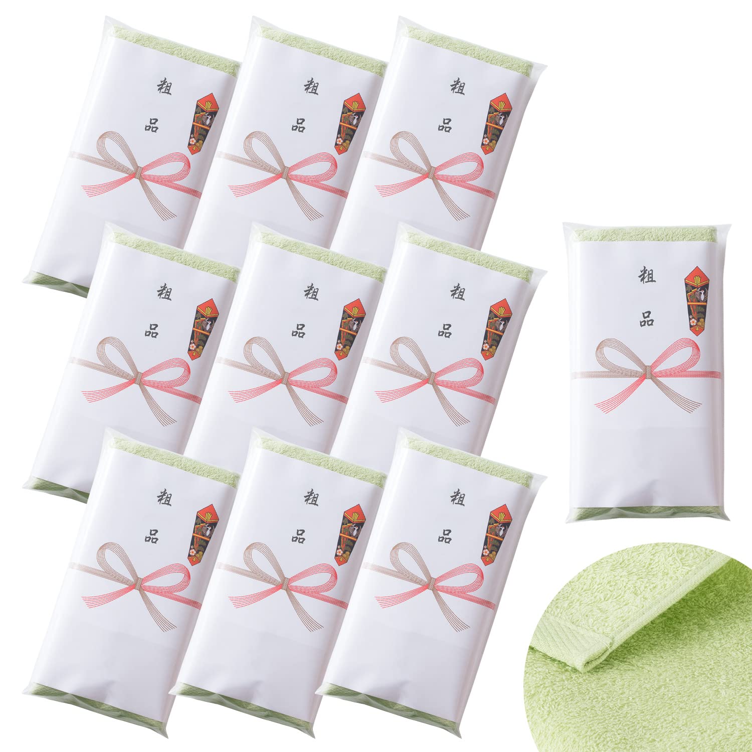 

Bloom Imabari Towel Certified Noshi Towels of Fleur Face Towels with Business Card Individually Wrapped (Set 10) Pockets, Plain, (Herbs)