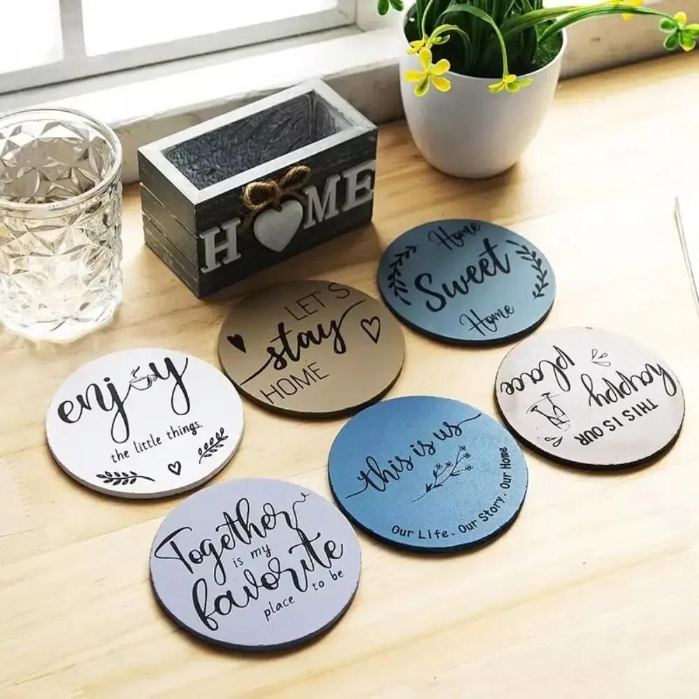 6Pcs New Home Love Insulated Coasters Anti Scald Acrylic Cup Holder Retro Kitchen Tableware Decor Accessories