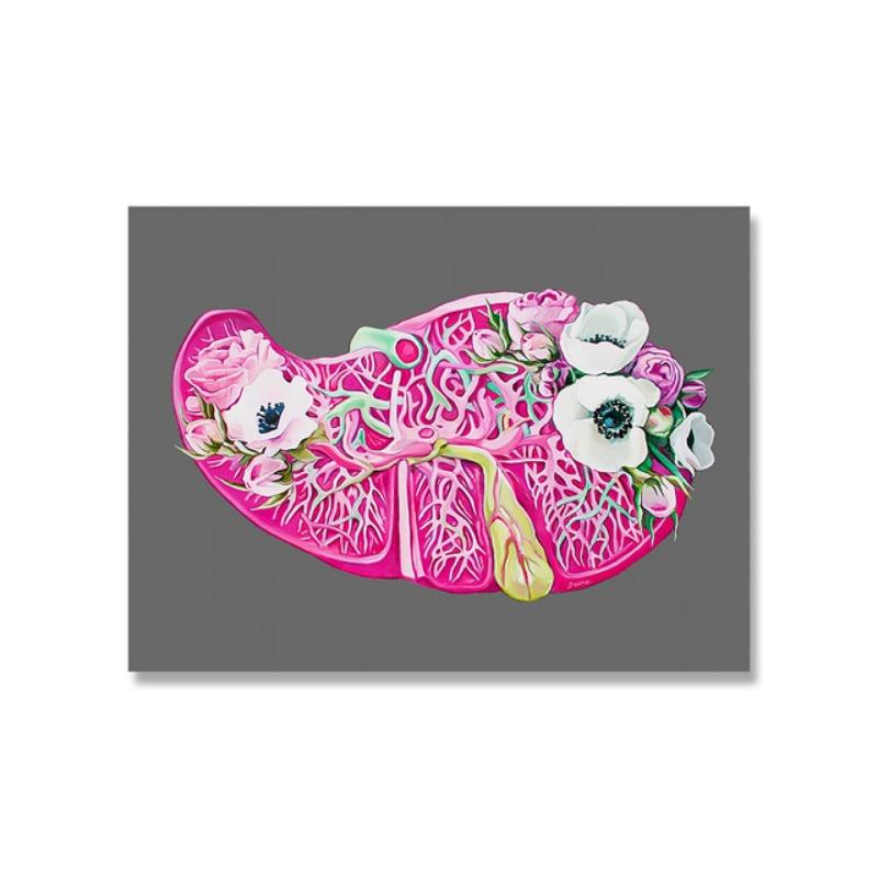 

Flower Human Anatomy Art Poster Heart Brain Kidney Uterus Chest Liver Lung Skeleton Organs Pictures Canvas Print Decor Painting 21cm×30cm NoFrame