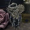 Swan Animal Fashion Versatile Temperament Black Crystal Fringed Swan Brooch