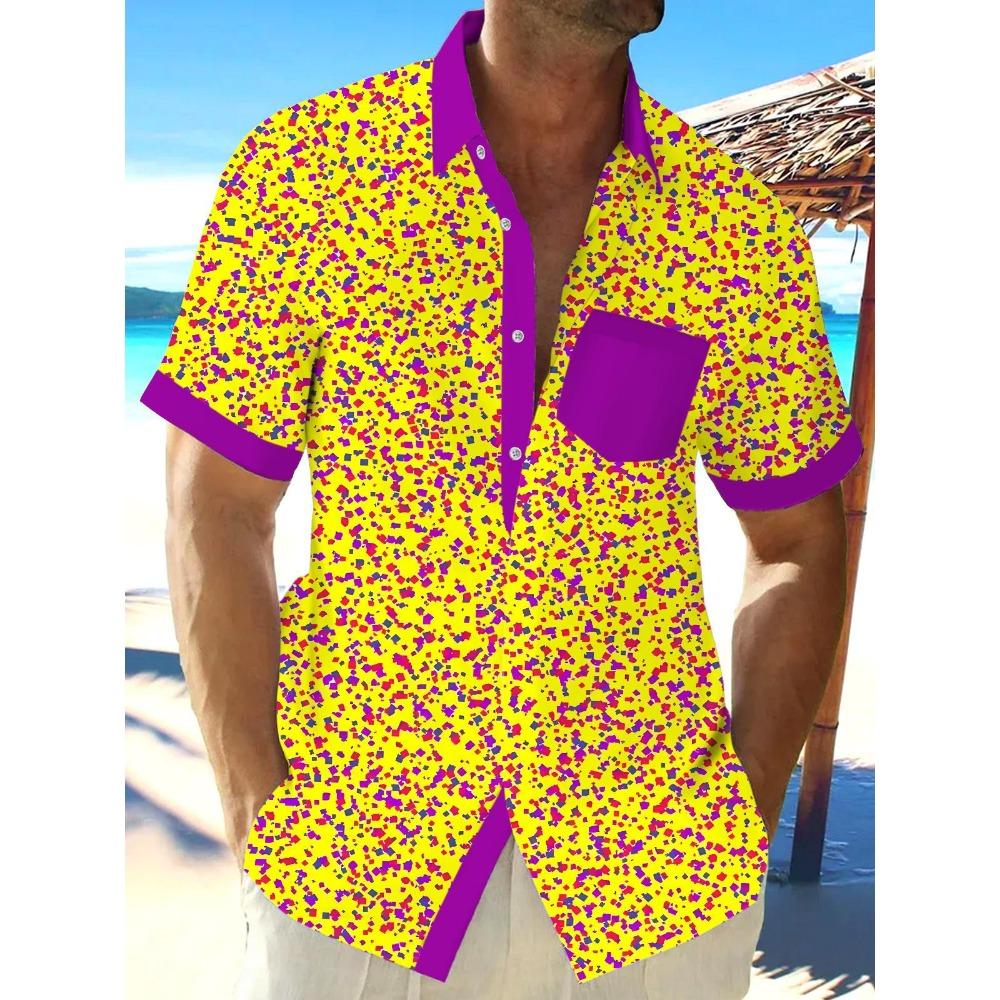 

Летняя гавайская рубашка весна/лето мода мужская рубашка для отдыха на улице прогулки турист пляж принт полностью открытая рубашка с коротким рукавом на пуговицах 5XL