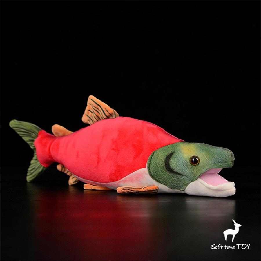 Practical Home Decor Salmon Redfish High Fidelity Anime Cute Plushie Sockeye Plush Toys Lifelike Animals Simulation Stuffed Doll Kawai Toy Gifts Kids