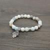 European-American Frosted Stone Bead Bracelet with Religious Palm Pendant