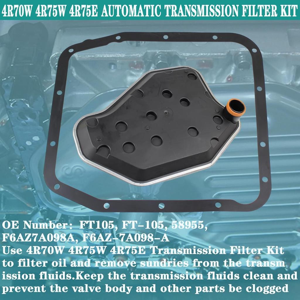 4R70W 4R75W 4R75E Automatic Transmission Filter Kit Compatible with 1994-2010 Ford F150 Expedition Mus-tang Crown Victoria Grand Marquis Explorer,