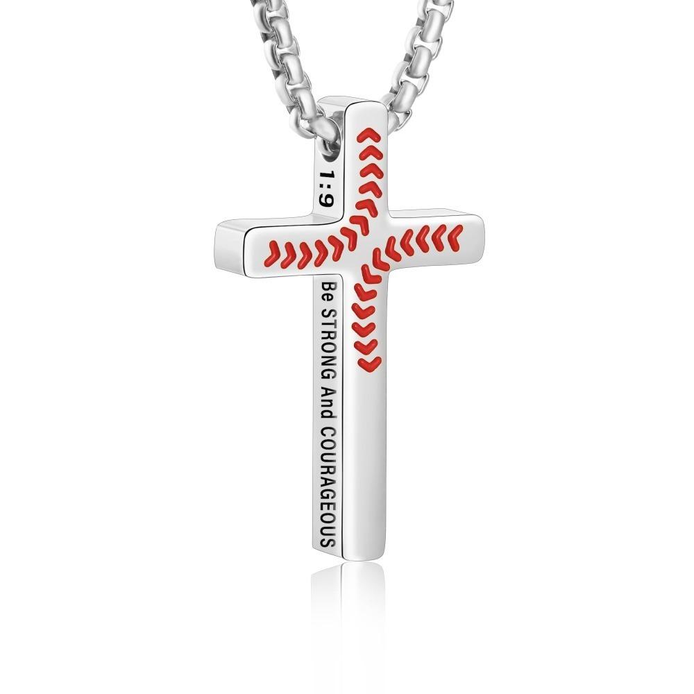 Baseball Pattern Cross Necklace Stocking Stuffers Stainless Steel Cross Pendant Christmas Gifts Characteristic