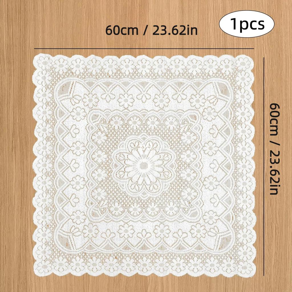 Square Lace Tablecloth White Flower retro European Embroidered Dinning table linen Cover wedding party garden home decoration