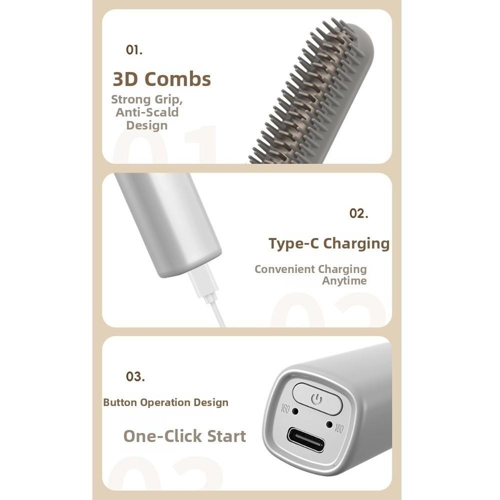 Cordless Wireless Bangs Comb Fast Heating Hair Styling Iron Convenient Bangs Curling Iron Festival