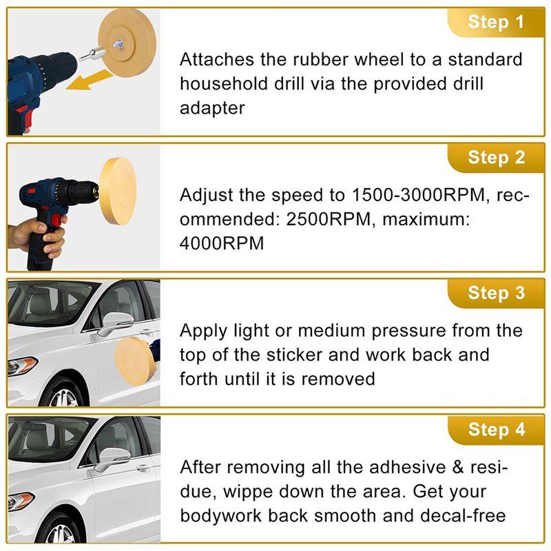 A60zdecal Remover Eraser Wheel Adhesive Remover With Adapter 2 Pack 4 Inch Rubber Eraser Wheel For Drill Removes Car Vinyl Durab
