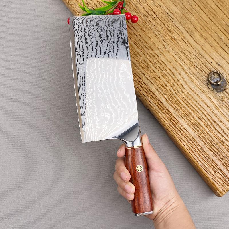7.7 Inch Chinese Chef Knife 73-layer Damascus Steel 10Cr15Mov Blade Rosewood Handle Slicing Vegetable Cleaver Meat Kitchen Knife