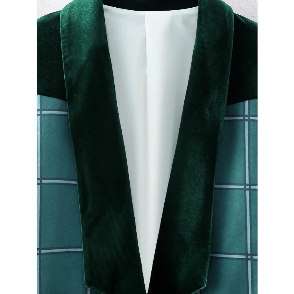 Spring and Autumn New Product Women's Fashion Simple Velvet Splice Embroidered Fabric Patch Long Sleeved Loose Suit Coat