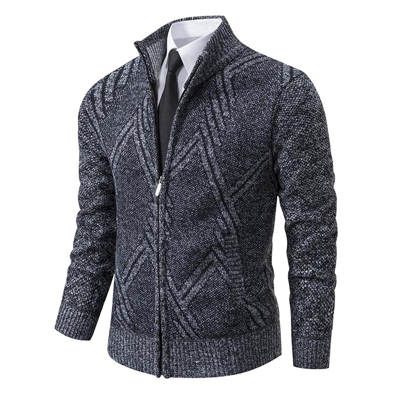 Cárdigan de Punto para Hombre Otoño Invierno Abrigo Suéter Ropa de Hombre Marrón Azul Marca de Lujo Botón Forro Polar Chaquetas de Punto para Hombre